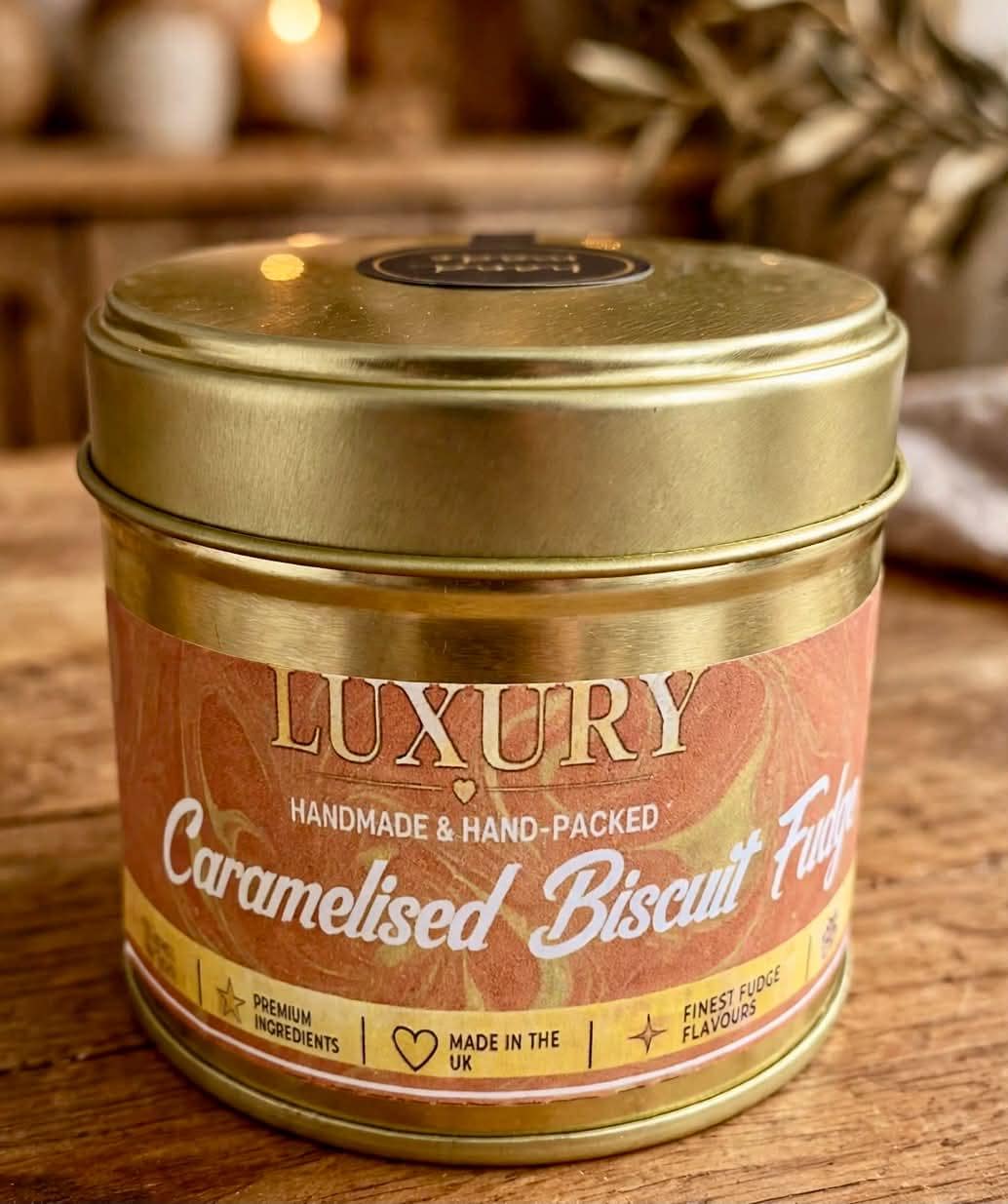 Handmade Caramelised Biscuit Fudge Tin | Lotus Biscoff Style (160g)