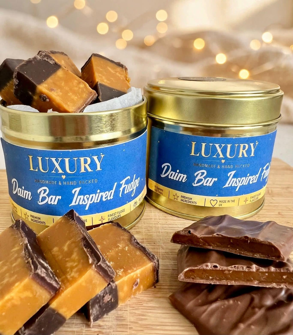 Handmade Daim Bar Fudge Gift Tin: Chocolate Caramel Crunch (160g)