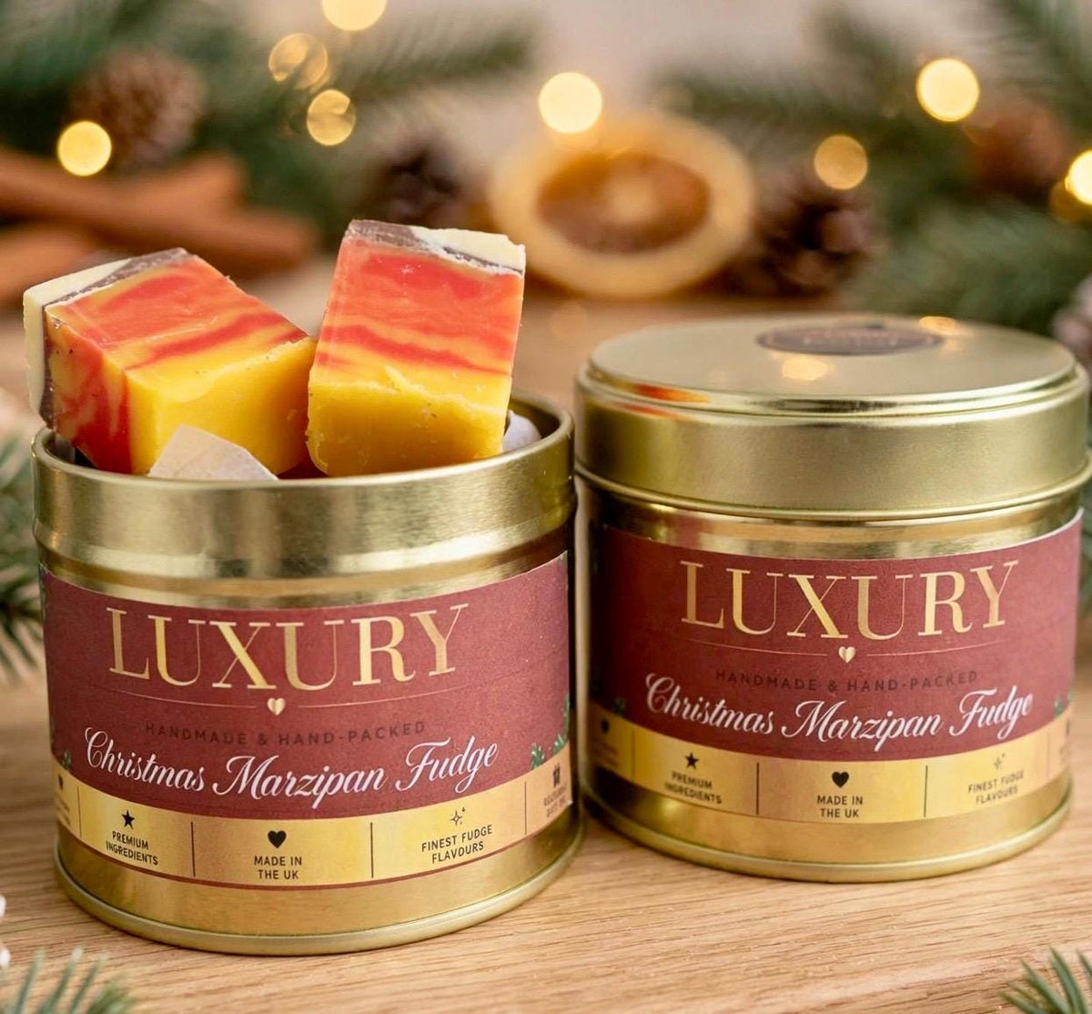 Handmade Marzipan Fudge Gift Tin