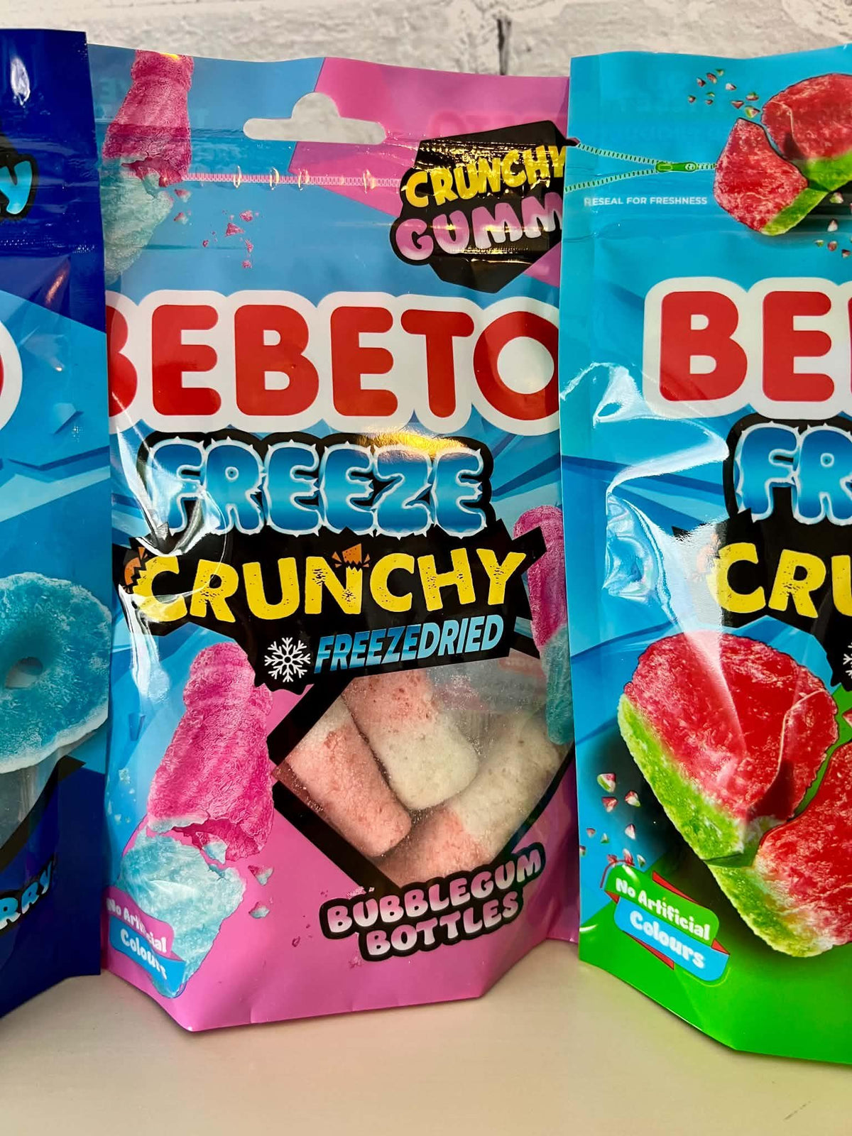 Bebeto Freeze Dried Candy Bundle, 3 Flavors (Bubblegum, Watermelon, Blue Raspberry)