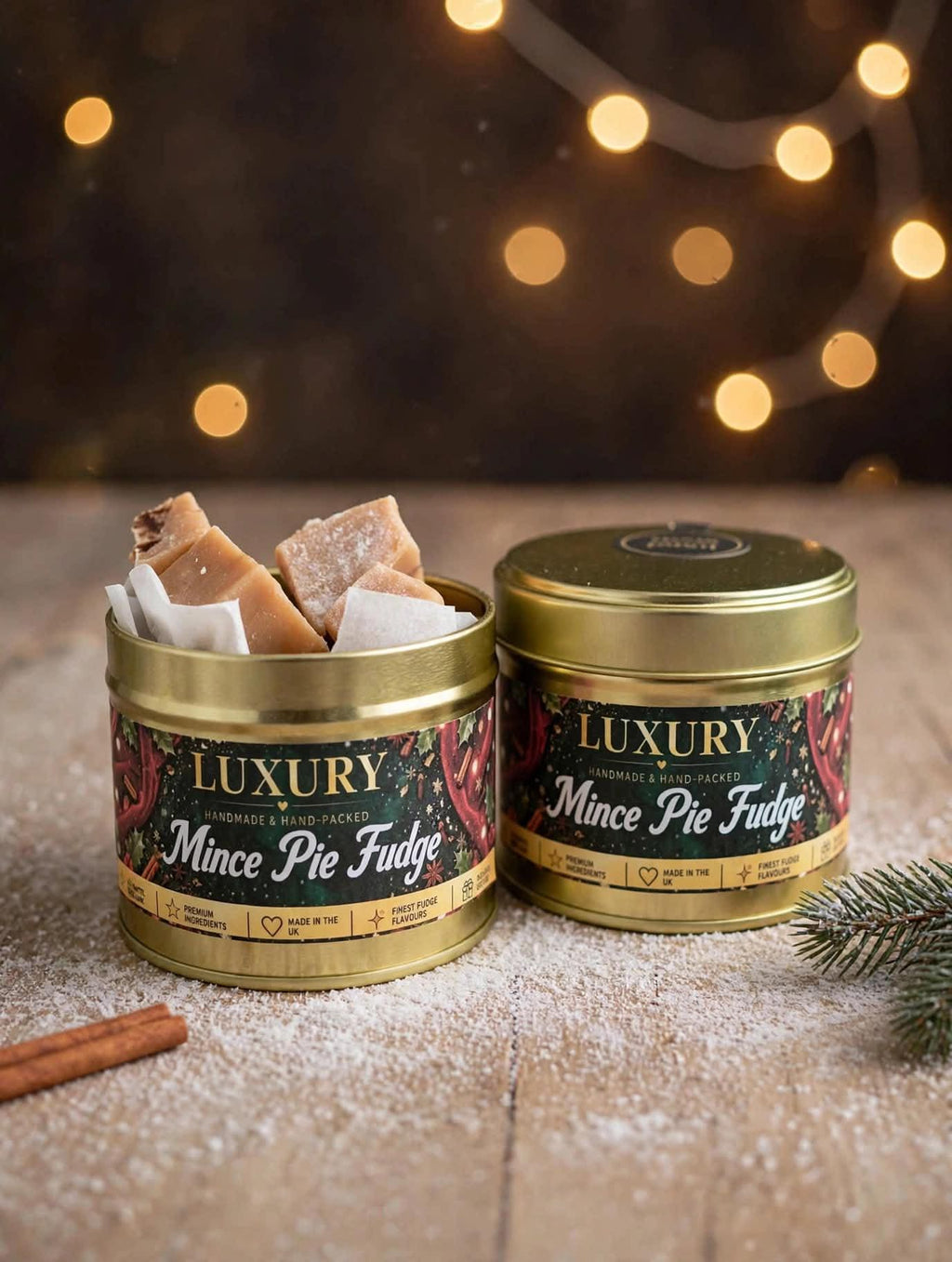 Handmade Gingerbread Latte Fudge Tin | Festive Coffee Lover Gift (160g)