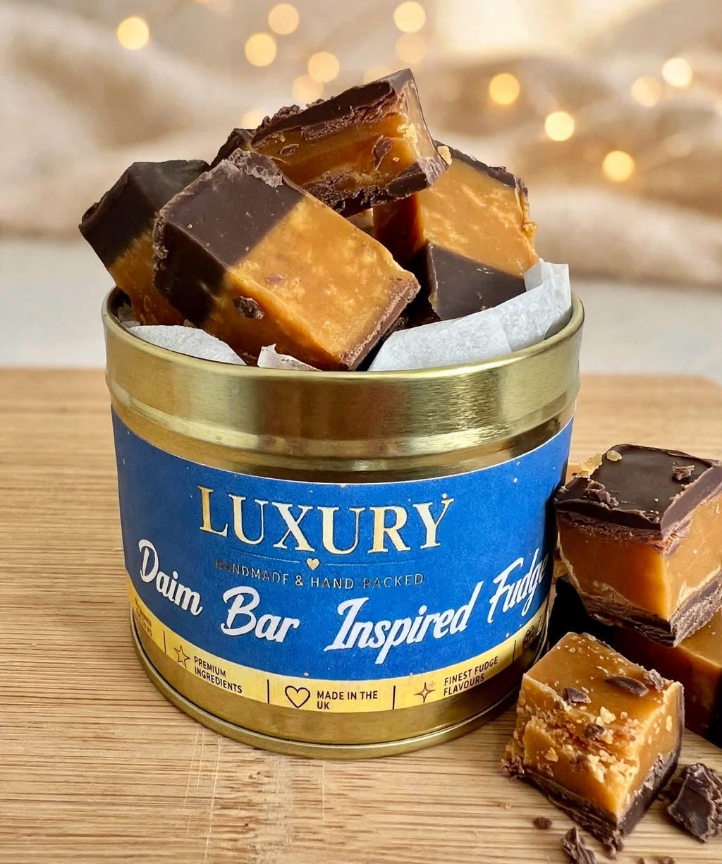 Handmade Daim Bar Fudge Gift Tin: Chocolate Caramel Crunch (160g)