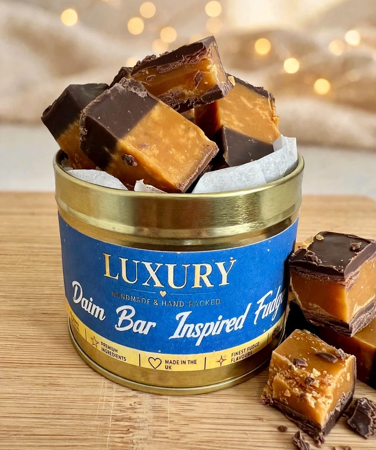 Handmade Daim Bar Fudge Gift Tin: Chocolate Caramel Crunch (160g)
