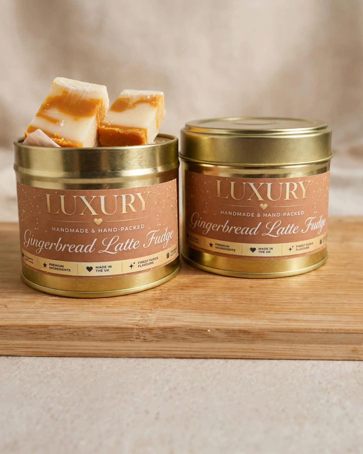 Handmade Gingerbread Latte Fudge Tin | Festive Coffee Lover Gift (160g)