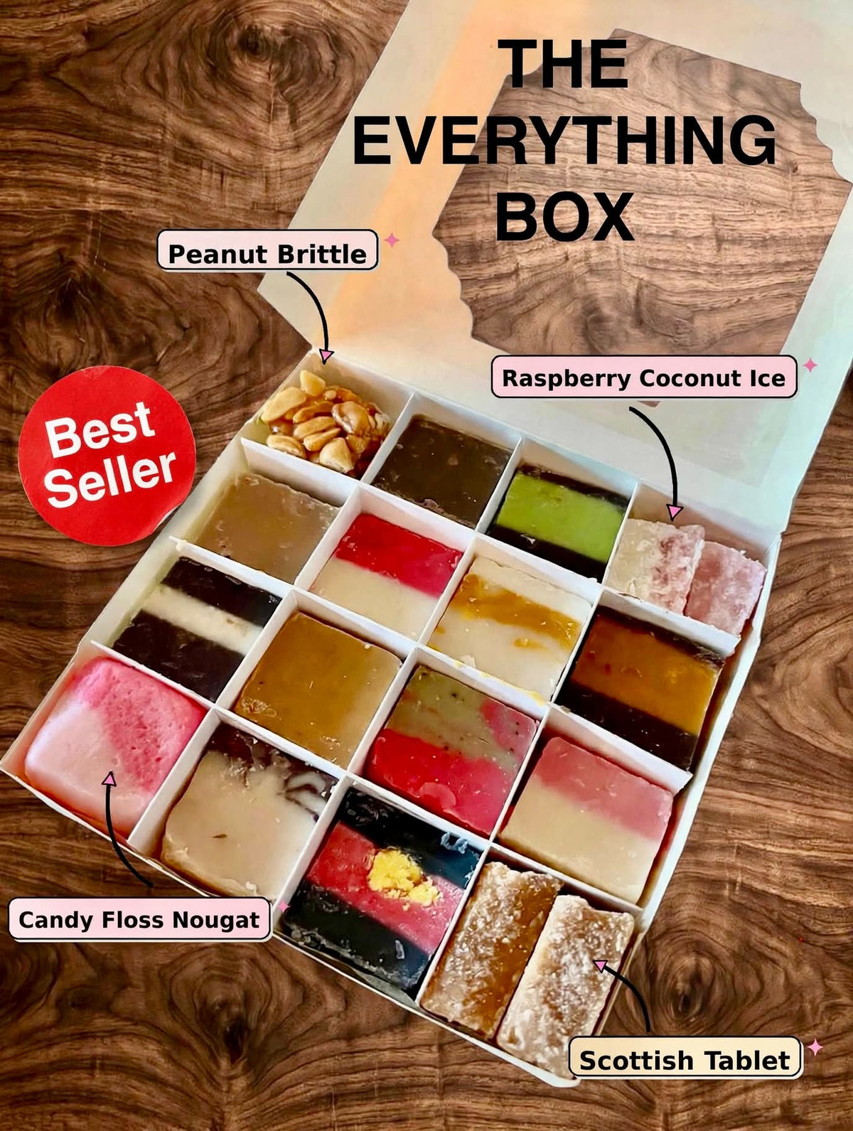 The Everything Box. Fudge, Coconut Ice, Peanut Brittle, Scottish Tablet & Nougat