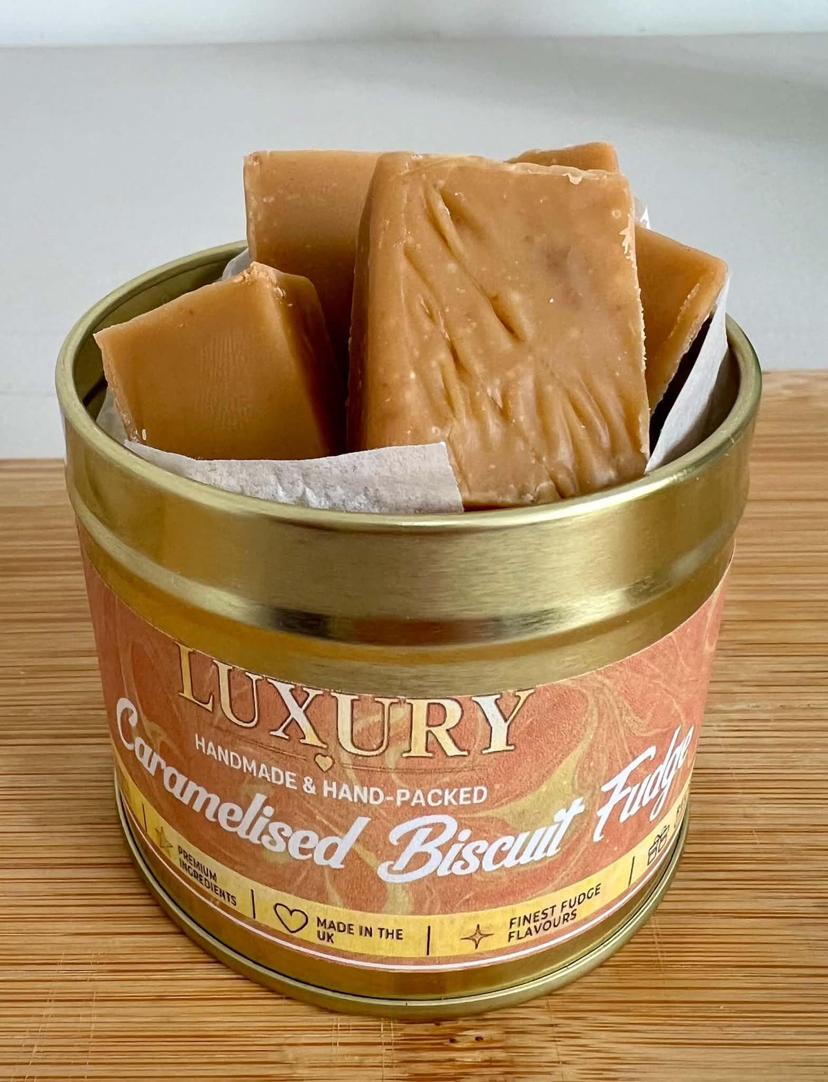 Handmade Caramelised Biscuit Fudge Tin | Lotus Biscoff Style (160g)
