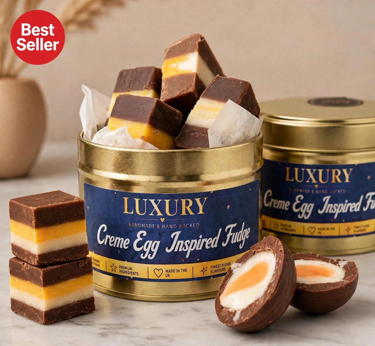 Handmade Creme Egg Chocolate Fudge Gift Tin