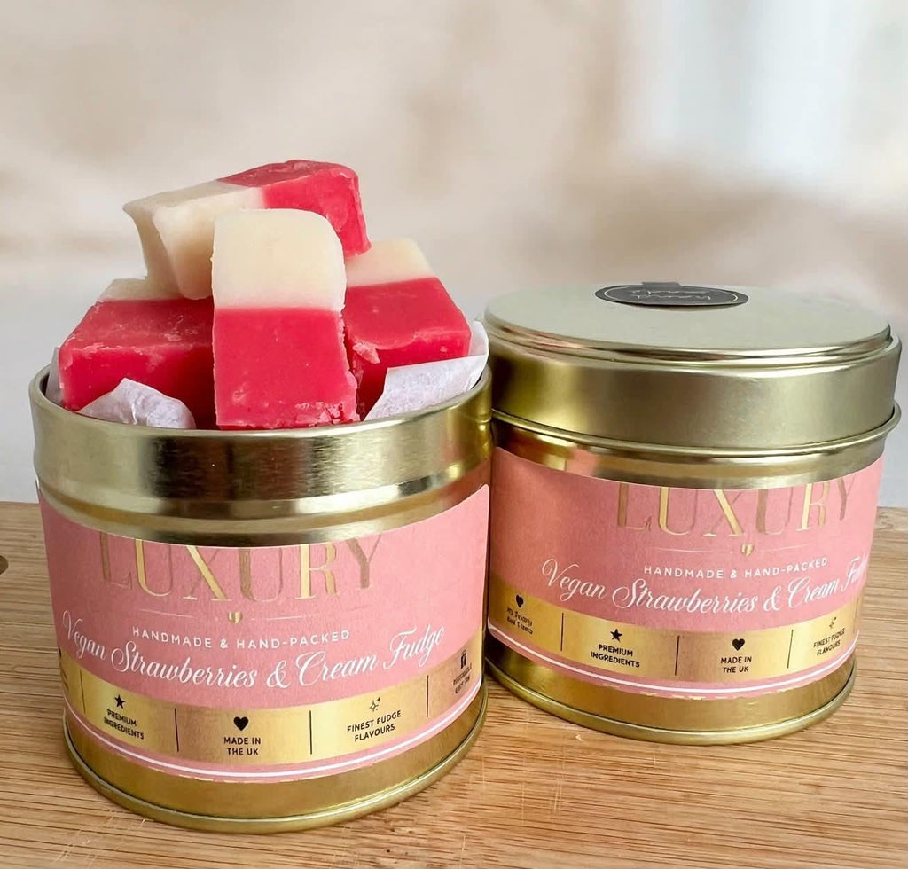 Handmade Vegan Fudge Strawberries & Cream, Chocolate, Salted Caramel & Vanilla