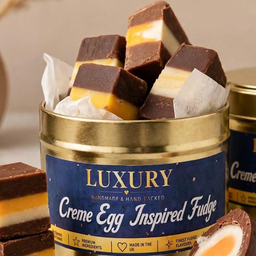 Handmade Creme Egg Chocolate Fudge Gift Tin
