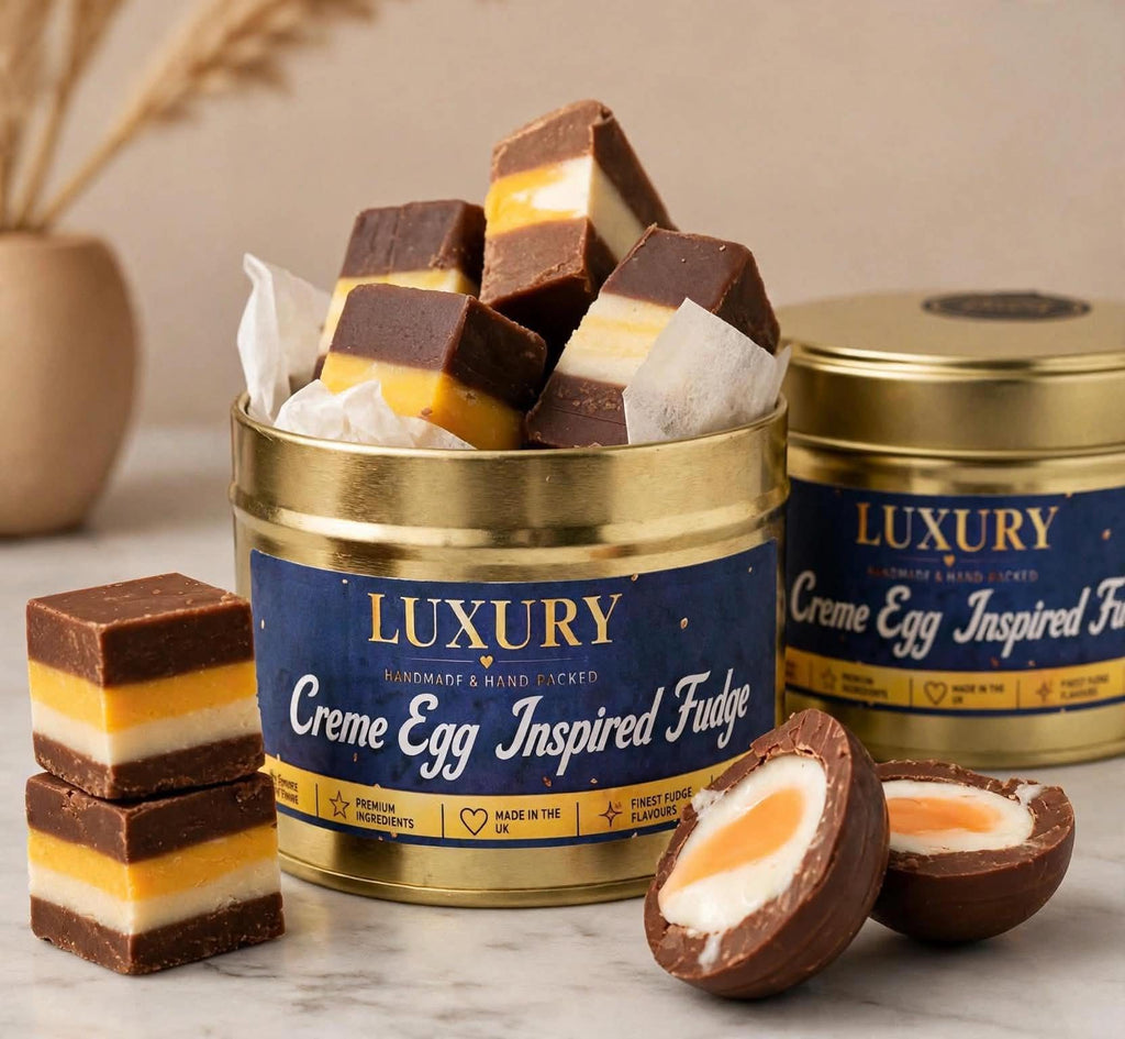 Handmade Creme Egg Chocolate Fudge Gift Tin